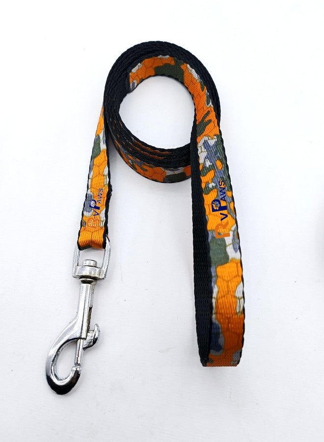 Pups&Pets Dog Collar and Leash Set Puppy Printed, Adjustable Nylon Collar with Leash for Small Dogs, Multicolor Collar Leash Set with Bell for Puppies, Dog & Cat 15 MM (Color-Orange) - Image 2